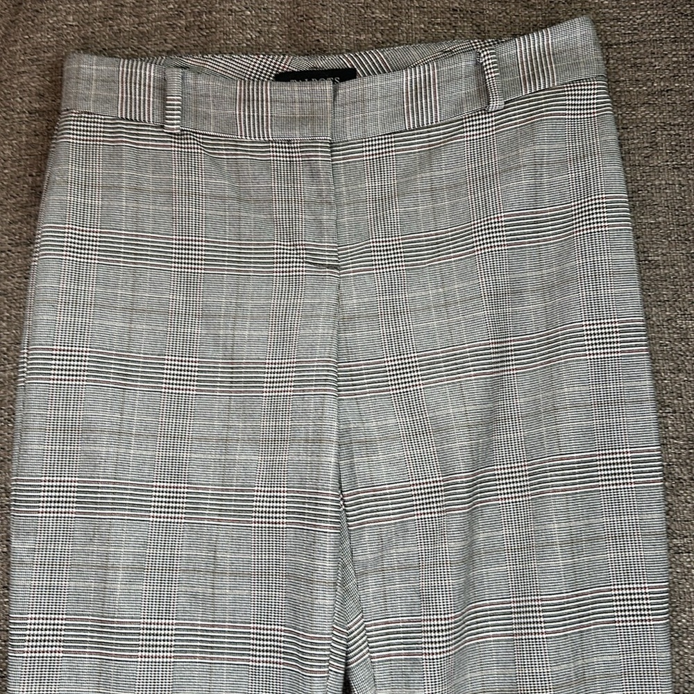 Talbots Petites Curvy Gray Glen Plaid Trousers Straight Leg Dress Pants 4P - Picture 3 of 13